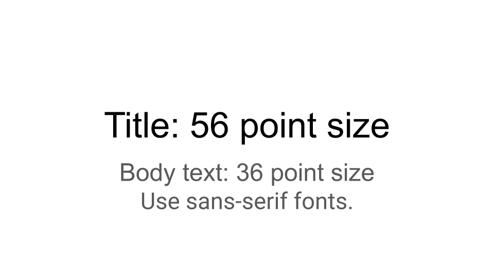36 point size for body text and 56 for title text.